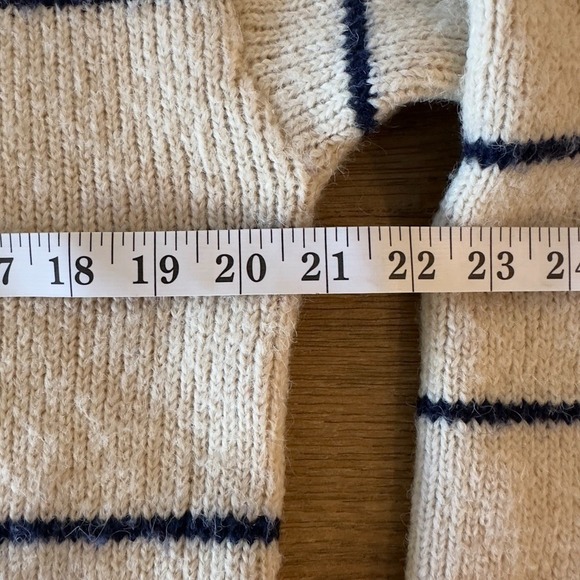 ZARA Kids/Teen Striped Acrylic Sweater-Beige Navy Stripe Pullover-Size Lge 13-14 - Picture 9 of 15